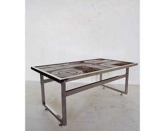 Chrome & tile coffee table