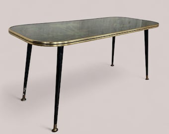 1950s Atomic Formica Coffee Table – Pirate Map Print & Brass Trim