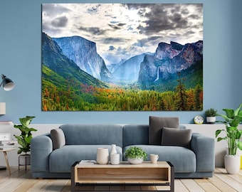 Yosemite mountain canvas wall art Cottagecore decor USA El capitan landscape print