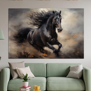 Running horse canvas wall art Horse wall decor Farmhouse wall art Horse art Horse print Wildlife art Trendy wall art Large wall art prints