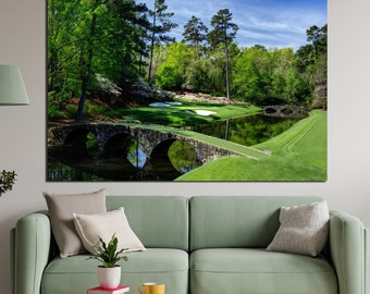 Golf club canvas wall art Amen Corner sport print Green landscape interior decor