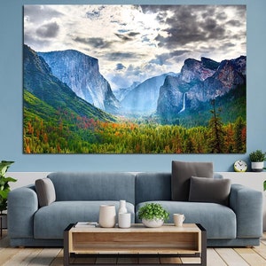Yosemite mountain canvas wall art Cottagecore decor USA El capitan landscape print