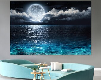 Moon Over Ocean Etsy