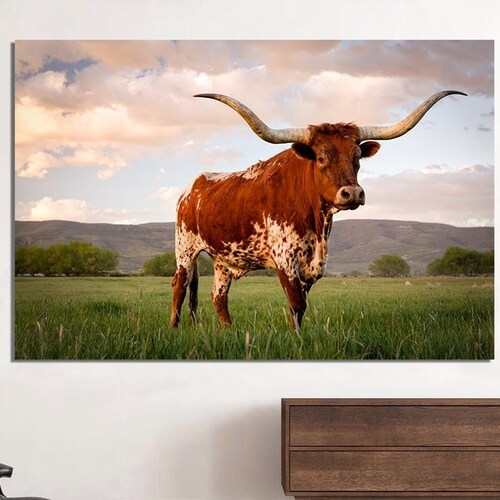 Texas Longhorn Wall Art Longhorn Canvas Print. Western Decor Etsy