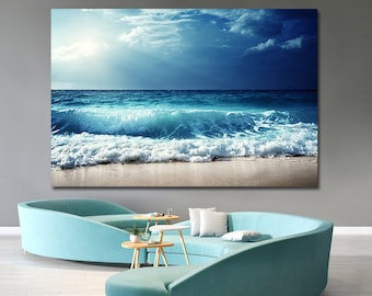 Beach canvas prints Sea landscape Nautical photo Coastal canvas print Sea wave canvas Extra large wall art Beach wall decor Coastal Wall Art