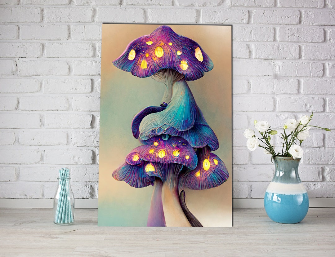 Magic Mushroom Psychedelic Art Trippy Shrooms Wall Art Fairy Mushrooms ...
