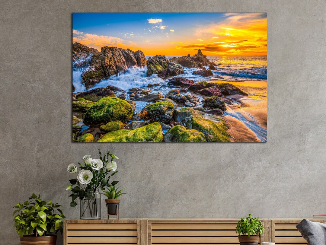 Coastal Wall Decor Lovely Sunset Ocean Canvas Wall Art Coastal Etsy