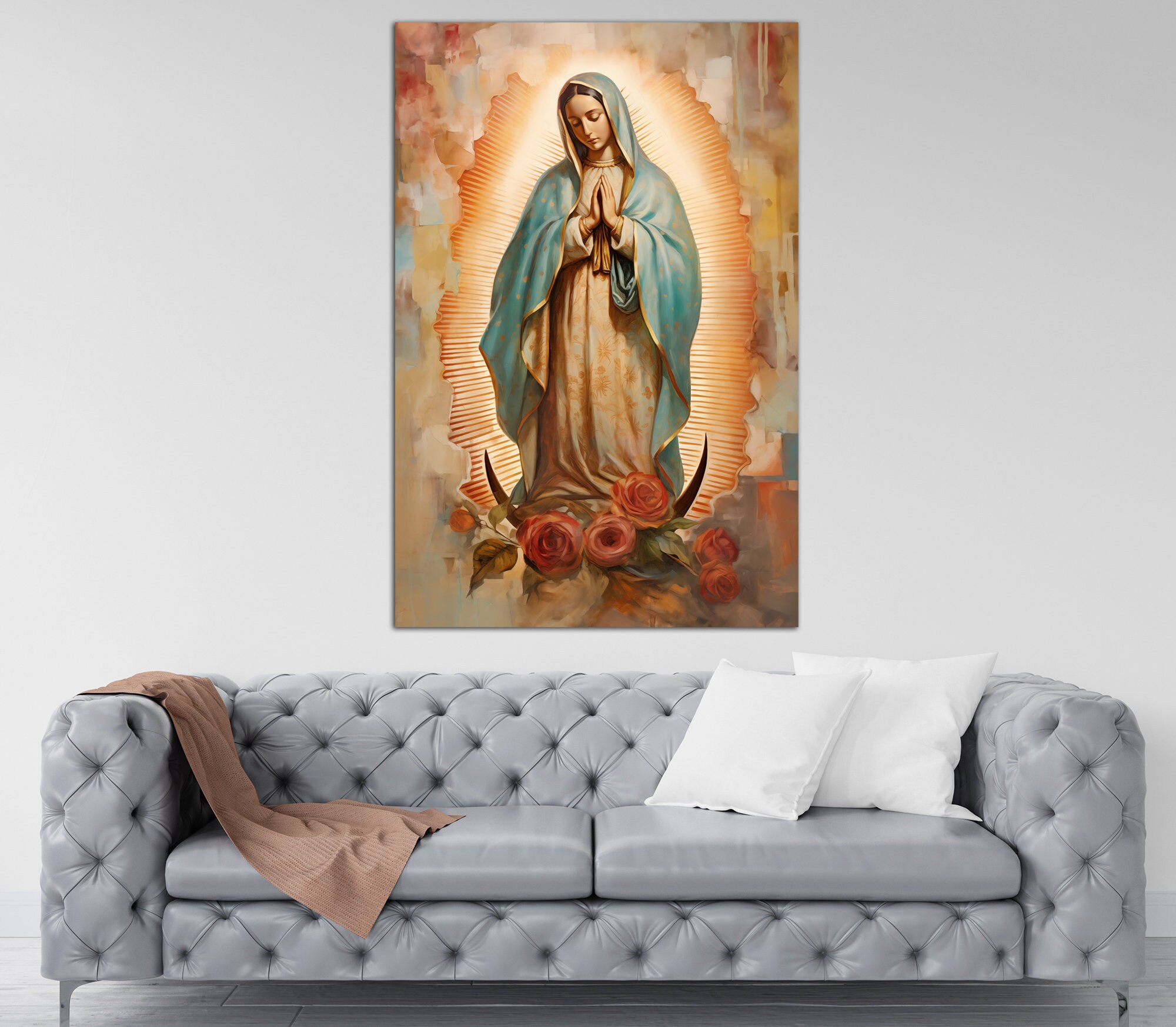 Virgin Mary Canvas Wall Art Catholic Decor Modern Christian Print - Etsy