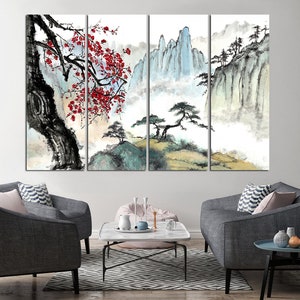 Japanese Canvas Art Asian Wall Art Mountain Canvas Japanese Art Print ...