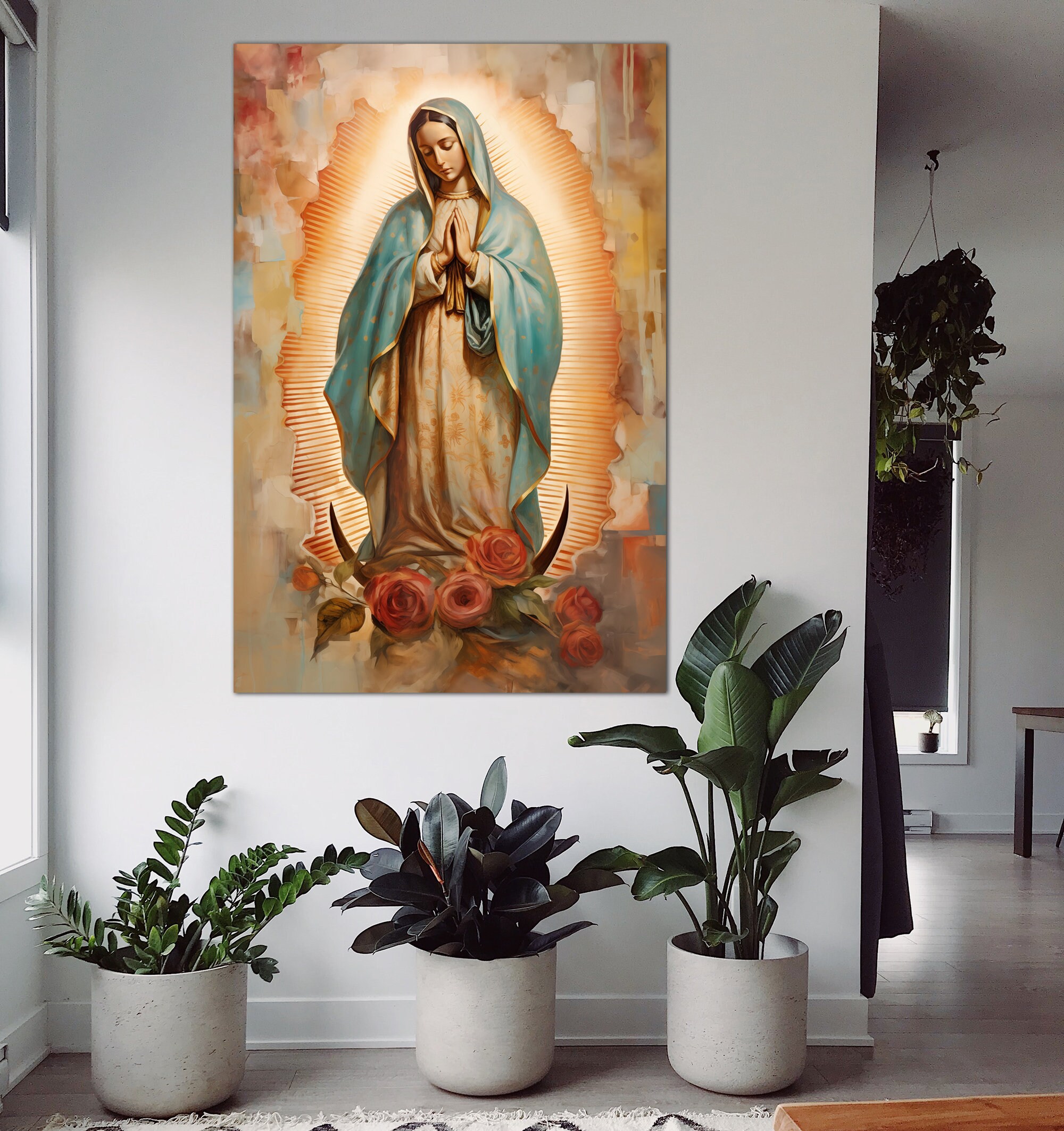 Virgin Mary Canvas Wall Art Catholic Decor Modern Christian Print - Etsy