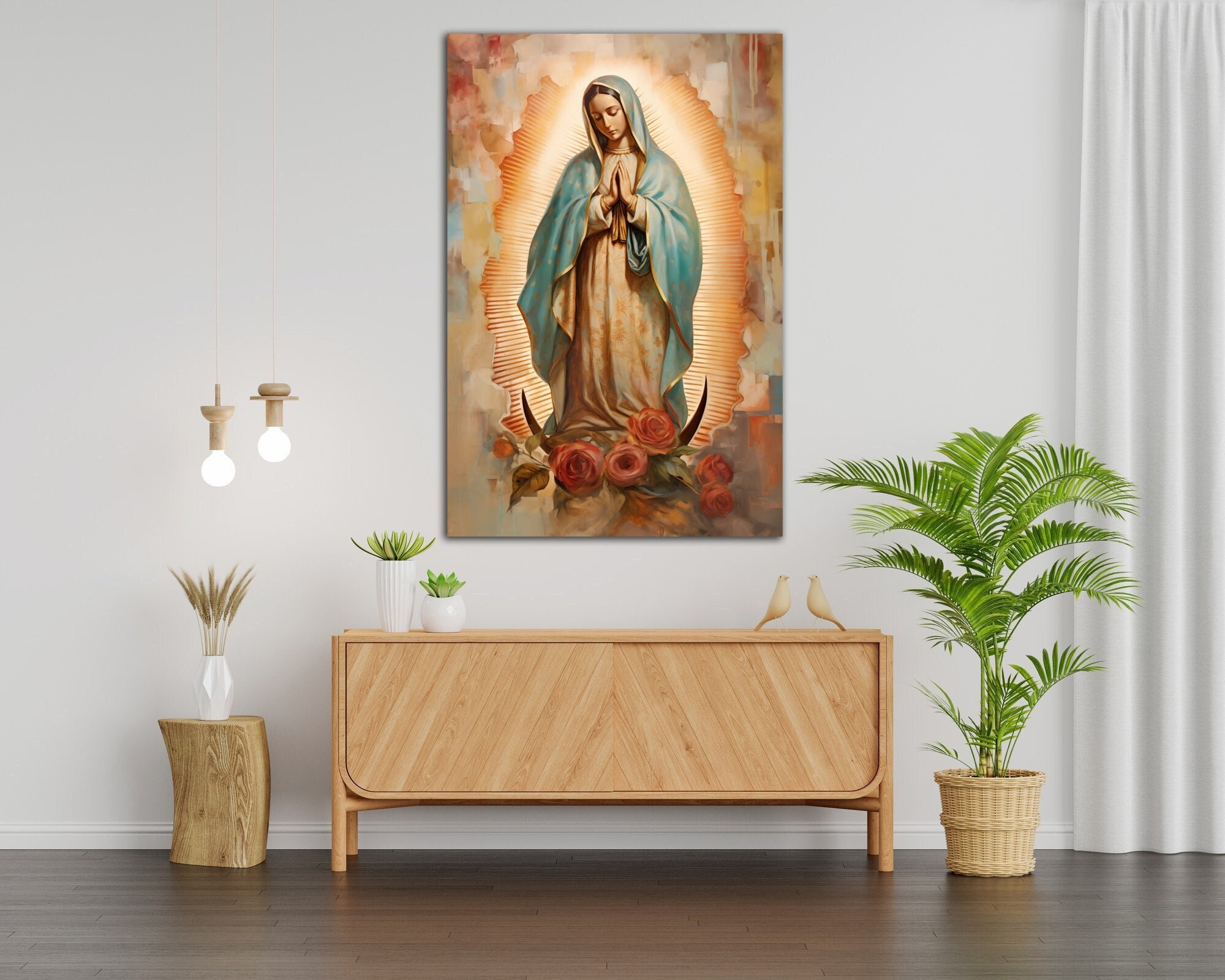Virgin Mary Canvas Wall Art Catholic Decor Modern Christian Print - Etsy