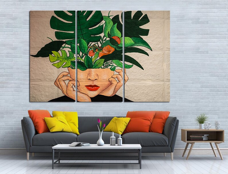 Plant Lady Wall Art Grafitti Art Canvas Graffiti Wall Art Etsy