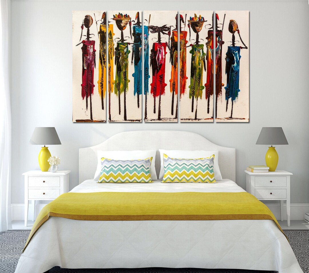 Modern African Wall Art Vibrant Eclectic Maasai Contemporary Etsy UK