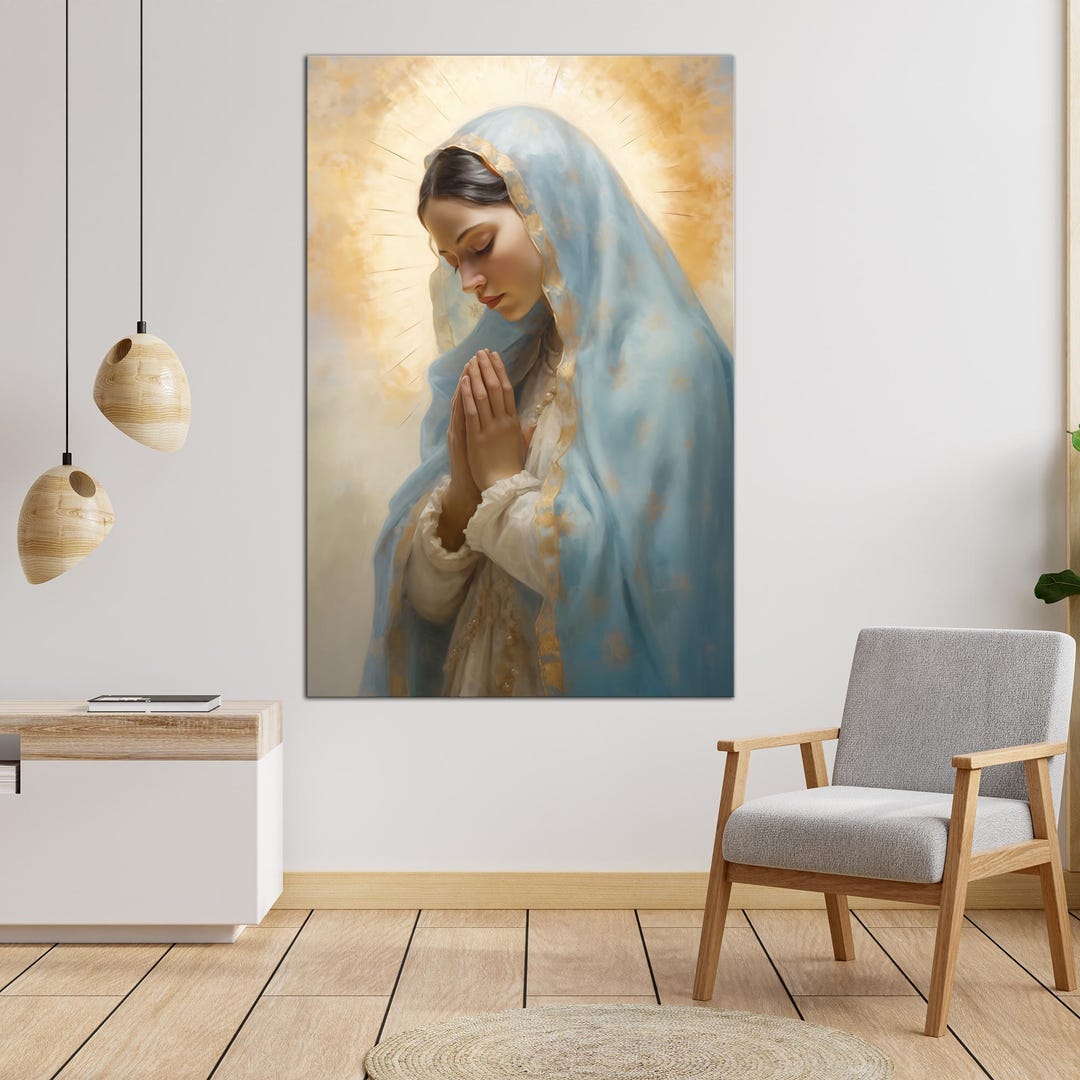 Virgin Mary Canvas Wall Art Christian Decor Catholic Woman Jesus Mother ...