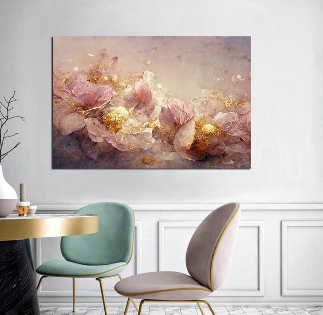 Pink Peonies Flower Bouquet Canvas Wall Art Above Bed Decor Modern Pink ...
