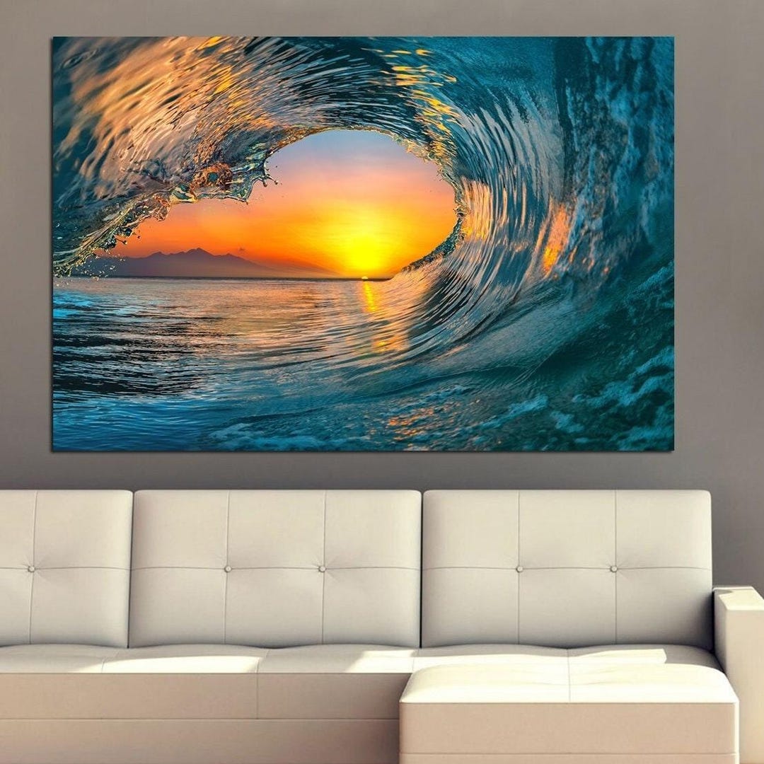 Ocean Wave Canvas Wall Art Nautical Decor Surf Sunset Beach Prints - Etsy