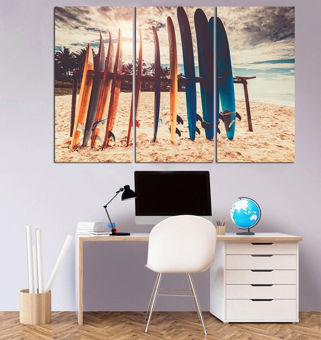 Surfboard Canvas Wall Art Coastal Tropical Beach Decor Surfing Print - Etsy