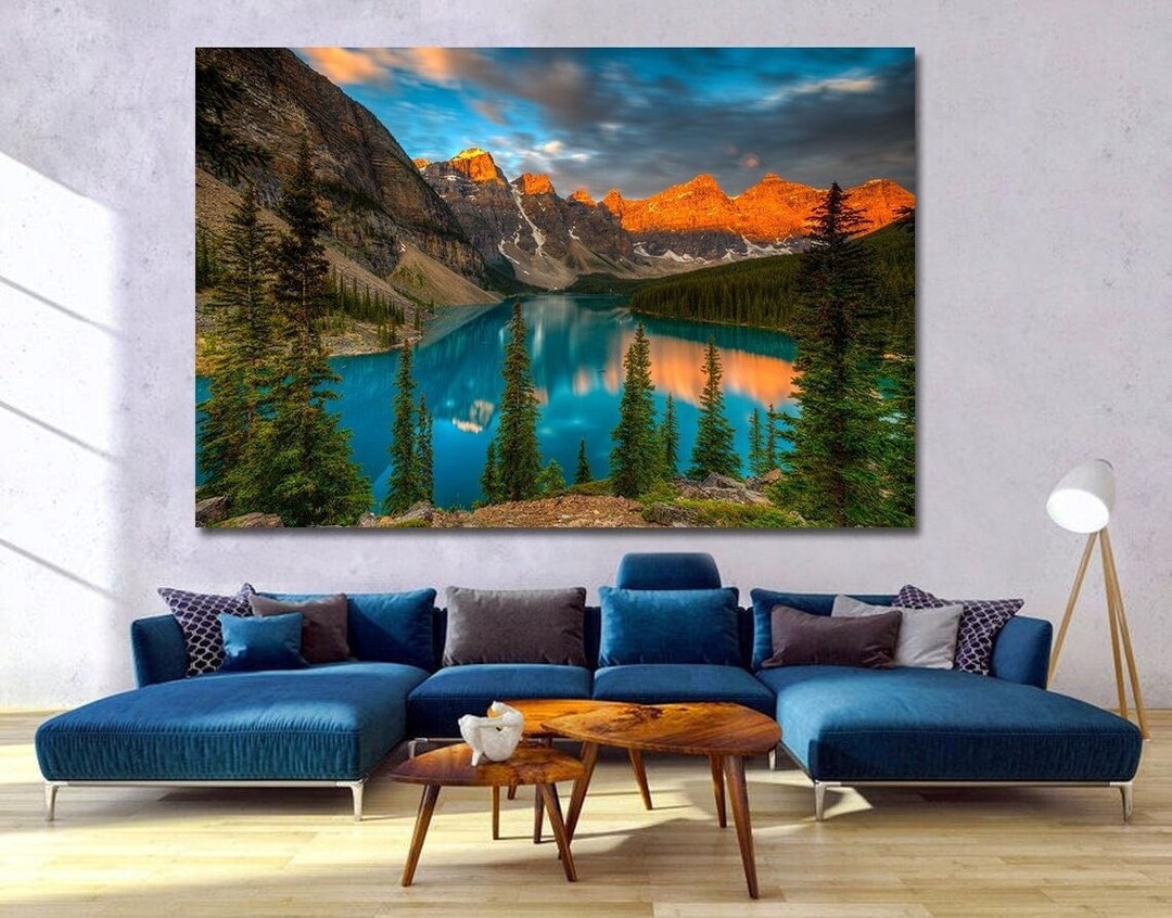 Banff Canada Mountain Canvas Wall Art Aesthetic Room Decor Turquoise ...