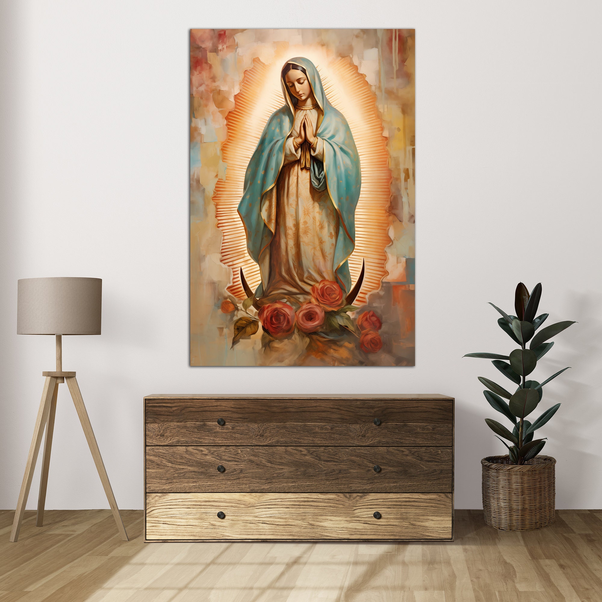 Virgin Mary Canvas Wall Art Catholic Decor Modern Christian Print - Etsy