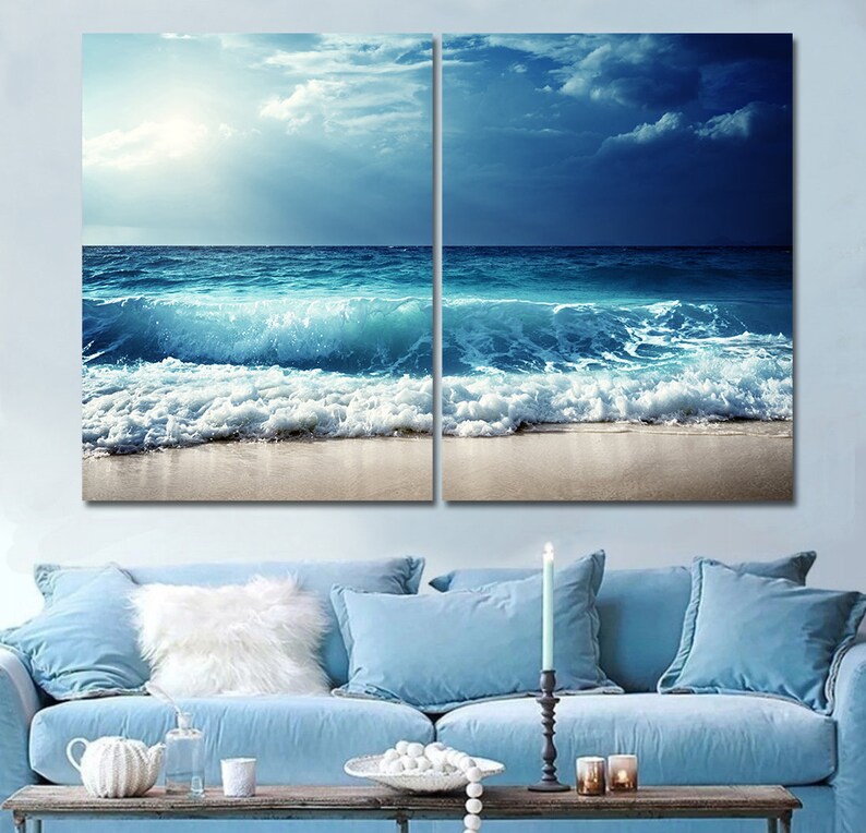 Beach Canvas Prints Sea Landscape Nautical Photo Coastal Etsy