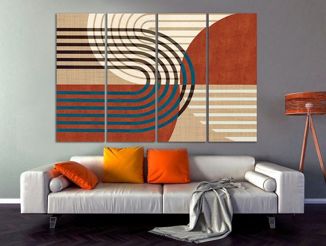 Mid Century Modern Canvas Wall Art Apartment Decor Bauhaus Wall Art ...