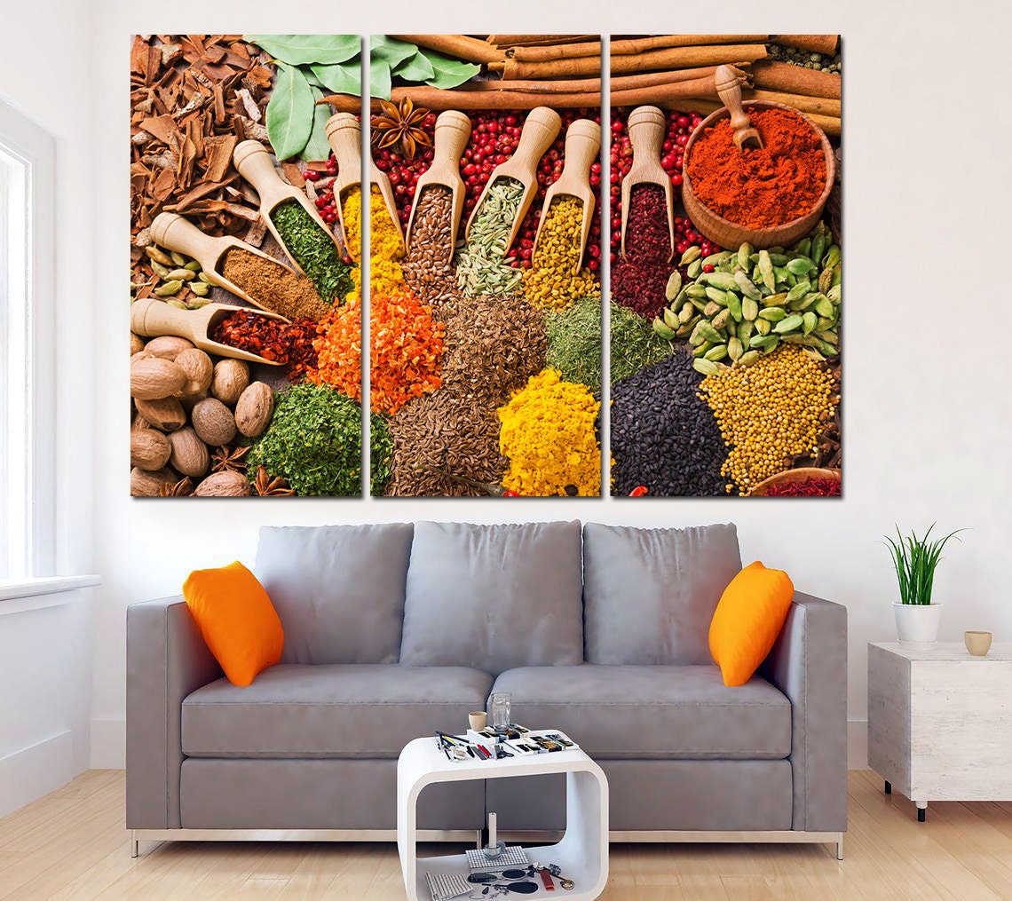 Kitchen decor Spices wall art ready to hang Spices canvas Dine Etsy