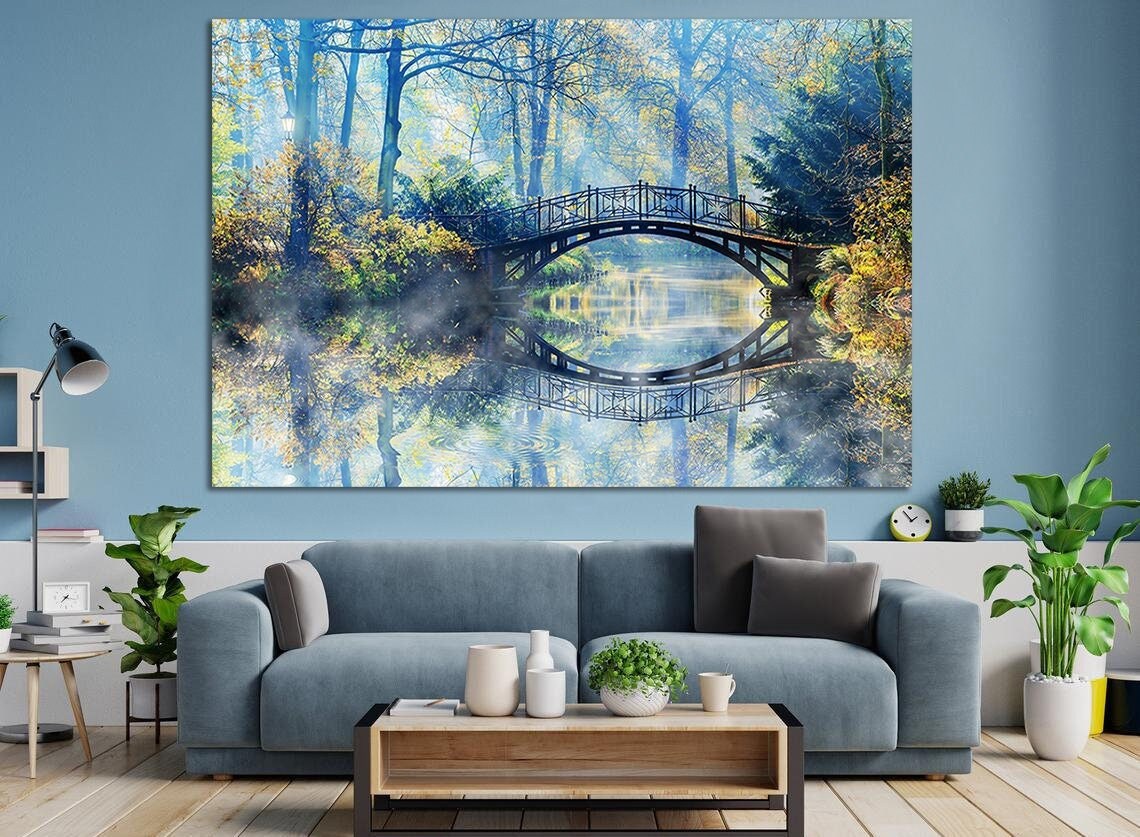 Blue Forest Wall Art Etsy