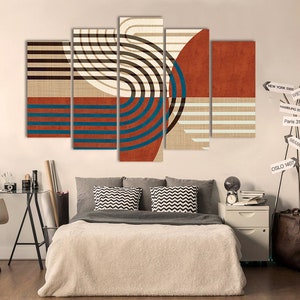 Boho Mid Century Parete Arte Astratto Estetica Geometrico Linea Poster Stampe Piante Tela Dipinti Interni Quadro Casa Decorazioni 40x60cmx3 Senza cornice