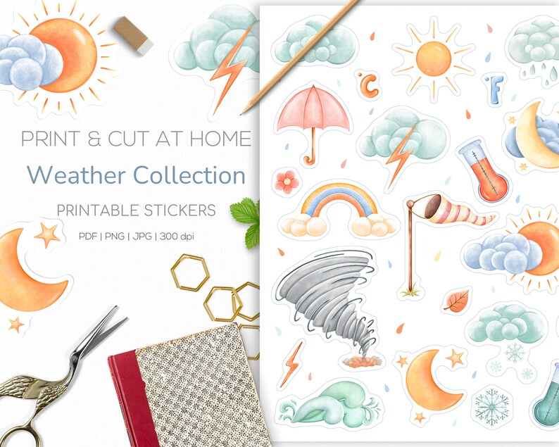 Weather Sticker Sheet Weather Planner Stickers Bullet - Etsy