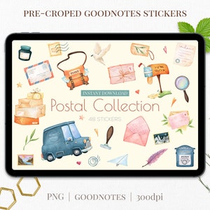 Adesivi postali Goodnotes / Adesivi per pianificatore digitale di posta carino / Adesivi digitali post pre-ritagliati / File png postali