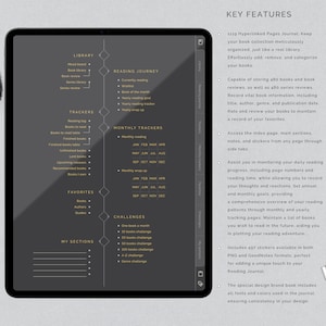 Digitales Lesetagebuch Dunkelmodus Lesezeichen Buchbesprechung und Bibliothek-Tracker für Goodnotes Leseplaner für iPad Bild 7