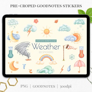 Pegatinas Weather Goodnotes / Bonitas pegatinas del planificador digital del pronóstico del tiempo / Pegatinas digitales meteorológicas precortadas / Archivos png de estaciones