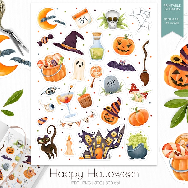 Halloween sticker sheet | Witch and Wizard planner stickers | Bullet journal stickers | Halloween planner stickers | Halloween stickers