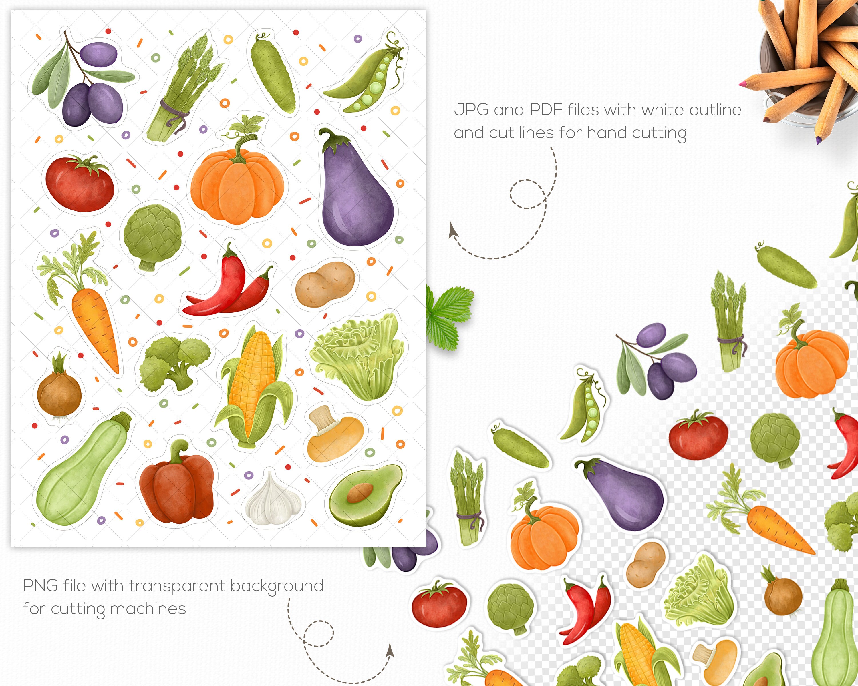 Vegetable Sticker Sheet Printable Veggie Planner Stickers Etsy