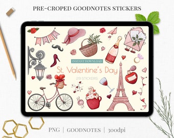 Valentinstag Goodnotes-Aufkleber | Niedliche romantische Planer Aufkleber | Vorgeschnittene digitale Aufkleber | Valentinstag png Dateien