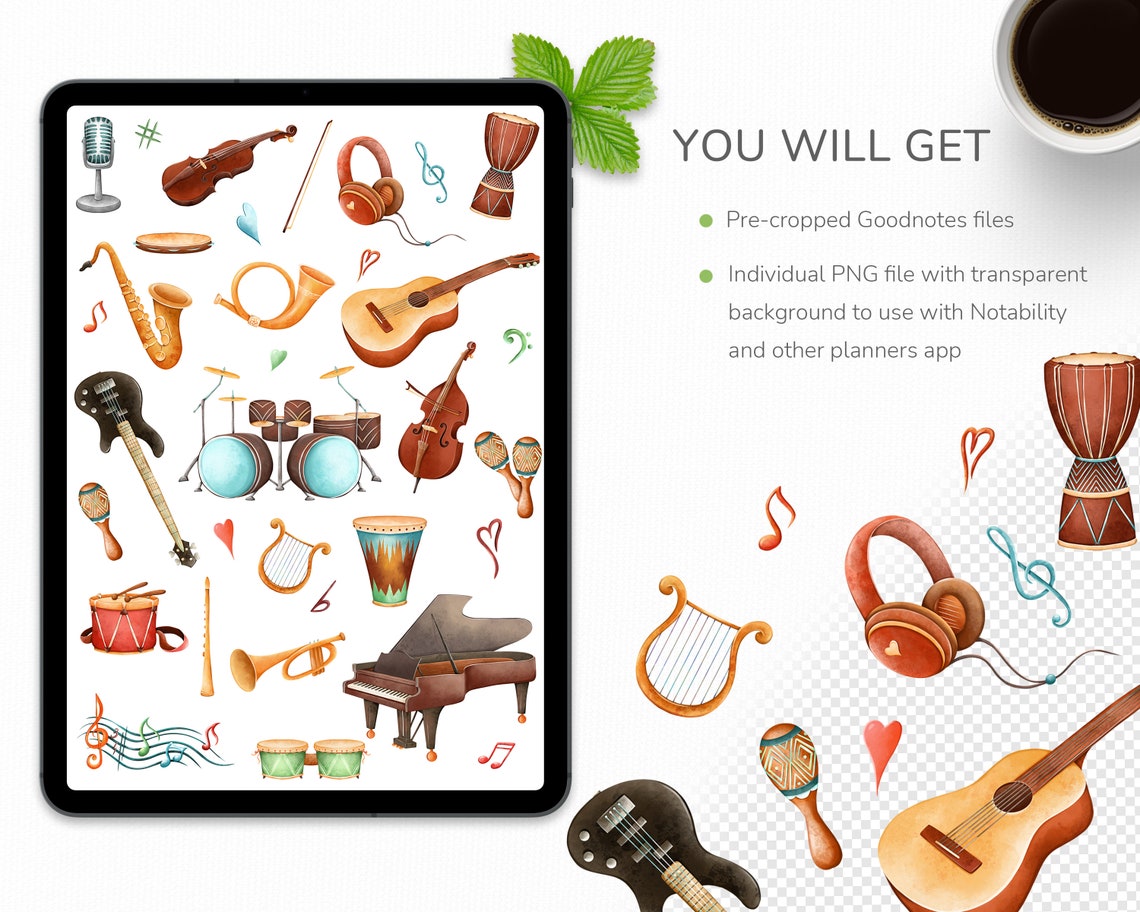 Music Goodnotes Stickers Cute Digital Planner Stickers Etsy