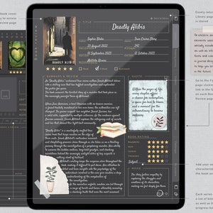 Digitales Lesetagebuch Dunkelmodus Lesezeichen Buchbesprechung und Bibliothek-Tracker für Goodnotes Leseplaner für iPad Bild 3
