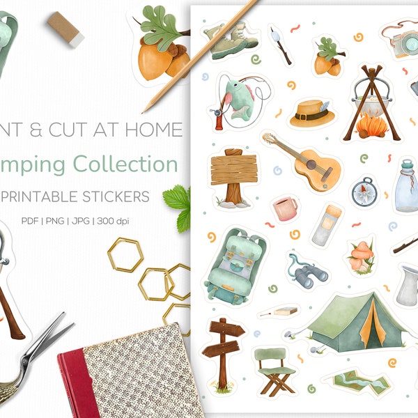 Camping Printable Stickers - Etsy