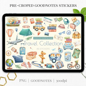 Etiquetas de Goodnotes do curso | Etiquetas digitais do planejador do verão | Adesivos de viagem pré-cortados | Arquivos png de viagem