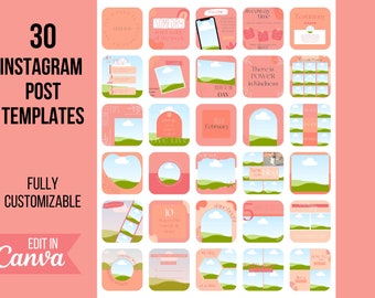 Lachsfarbene Instagram Post Templates für Canva, Engagement Booster