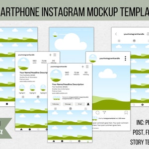 Instagram Mockup Templates, Editable Canva Templates, Instagram Profile Mockup, Social Media Mockups, Instagram Mobile Mockups