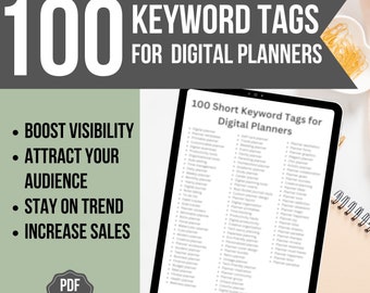 100 trefwoordtags voor digitale planners, Etsy SEO (pdf)