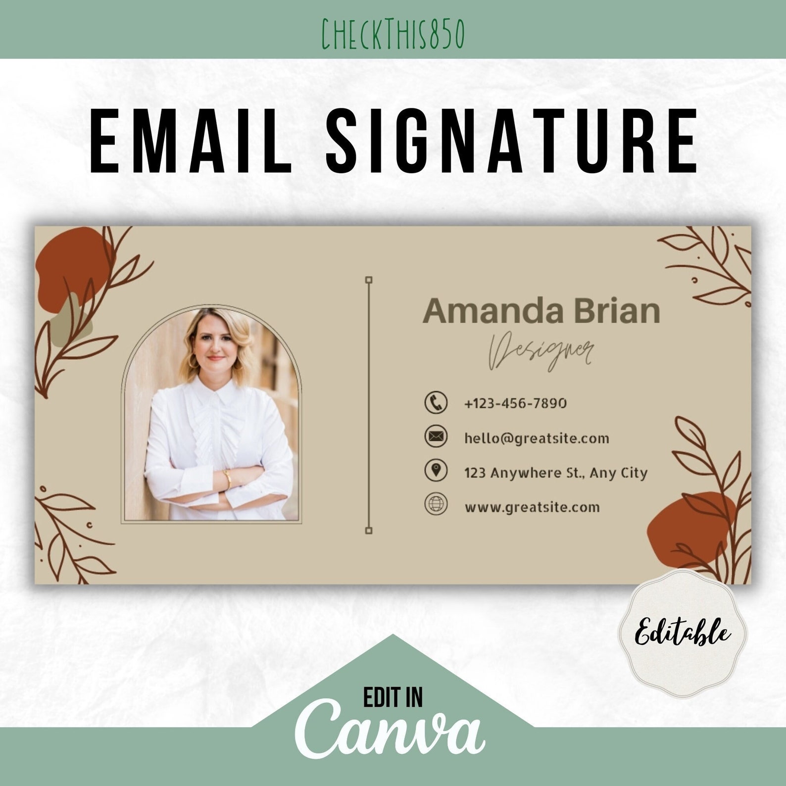 Boho Email Signature Template, Editable Canva Design - Etsy