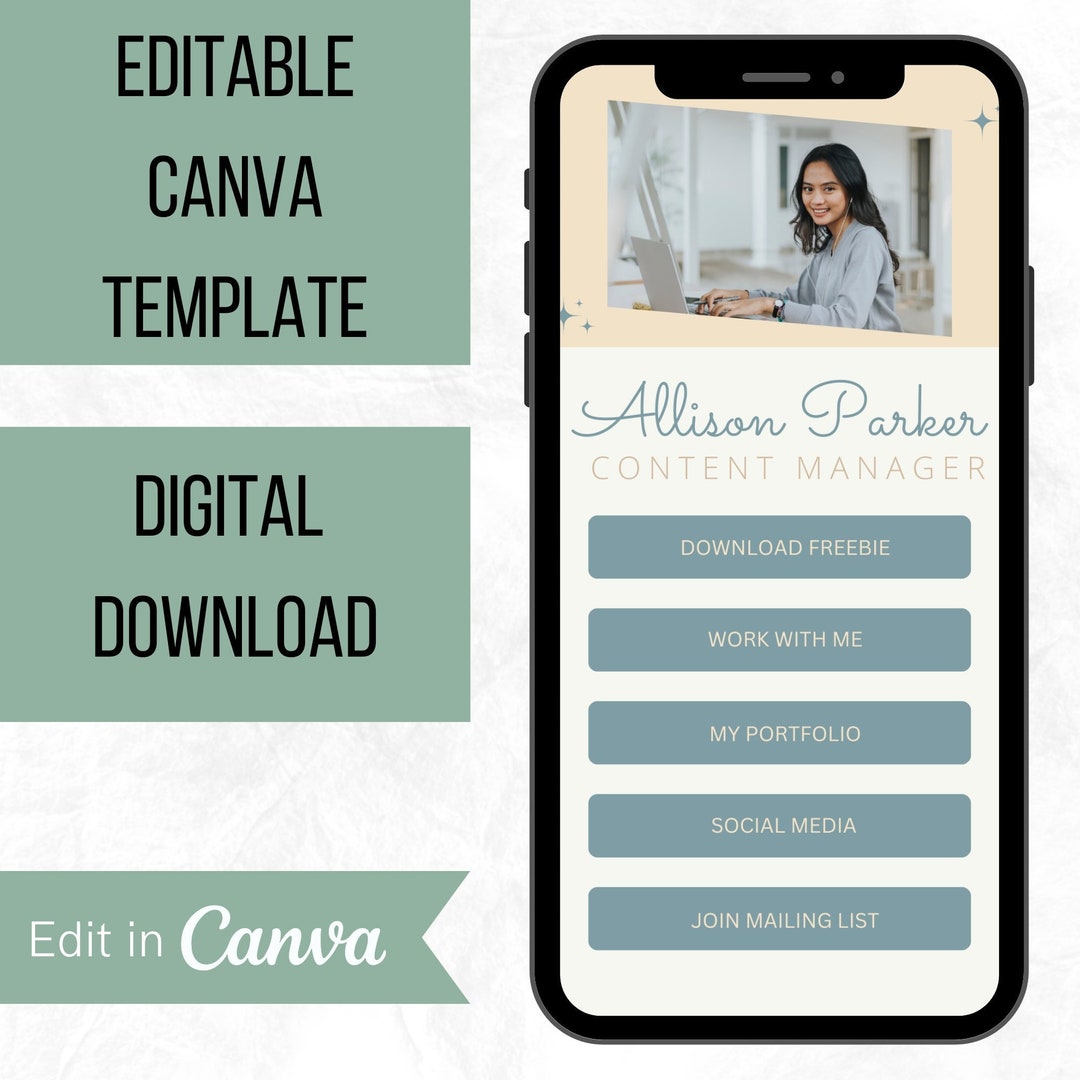 Instagram Link in Bio Template, Mini Website Landing Page (digital