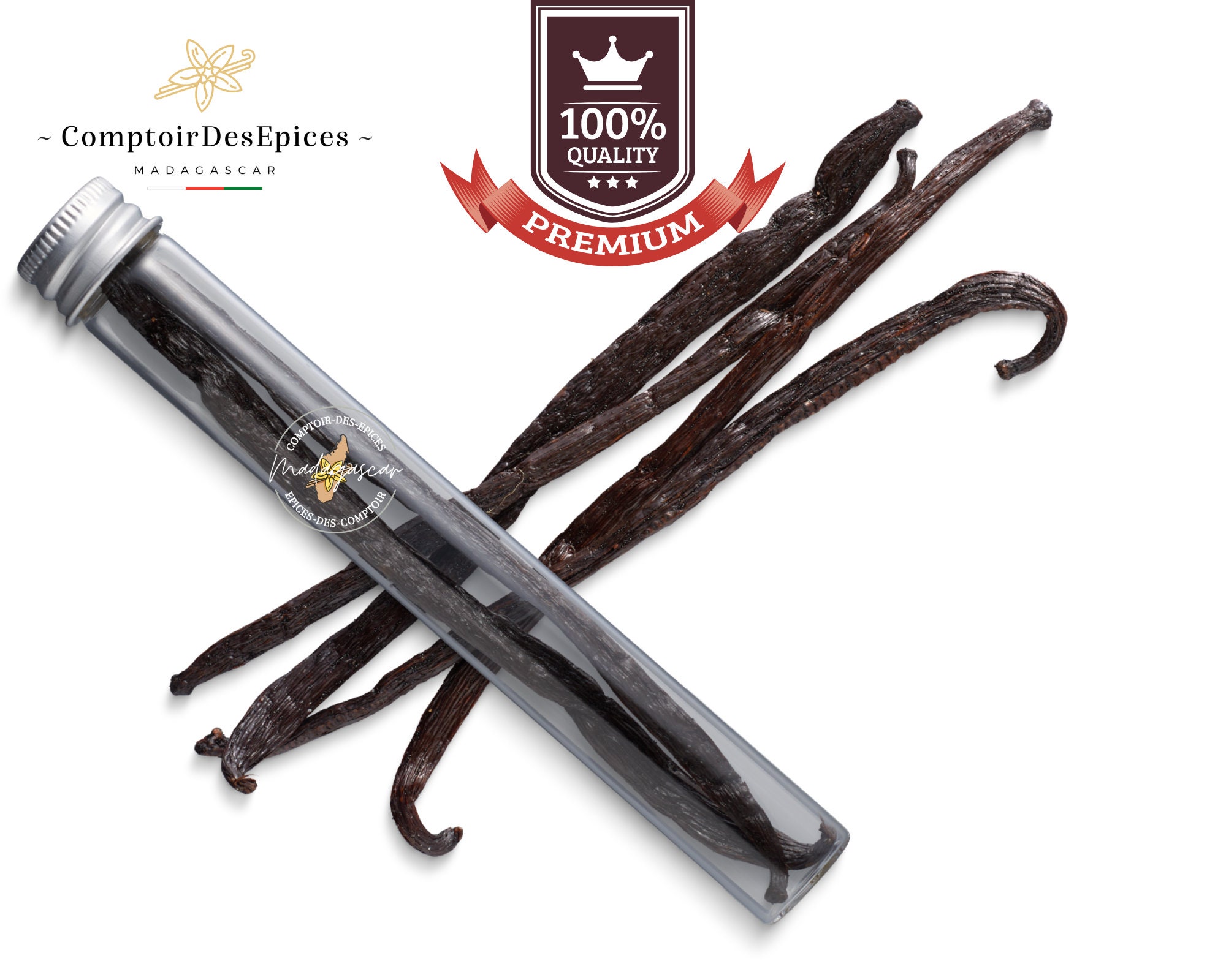 5 Gousses Vanille Madagascar Gourmet Noire 16cm Premium Qualité