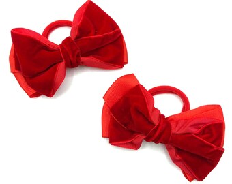 2 x Large Velvet Hair Bow Bobbles Elastics Hair Accessories Bows Girls Hair 2 x Large Velvet Hair Bow Bobbles Elastics Hair Accessories Bows Girls Hair