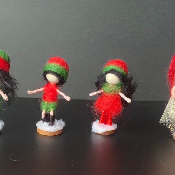 Lucky elves/Waldorf fairy/wool yarn dolls/needle felt/felted elf/Waldorf doll