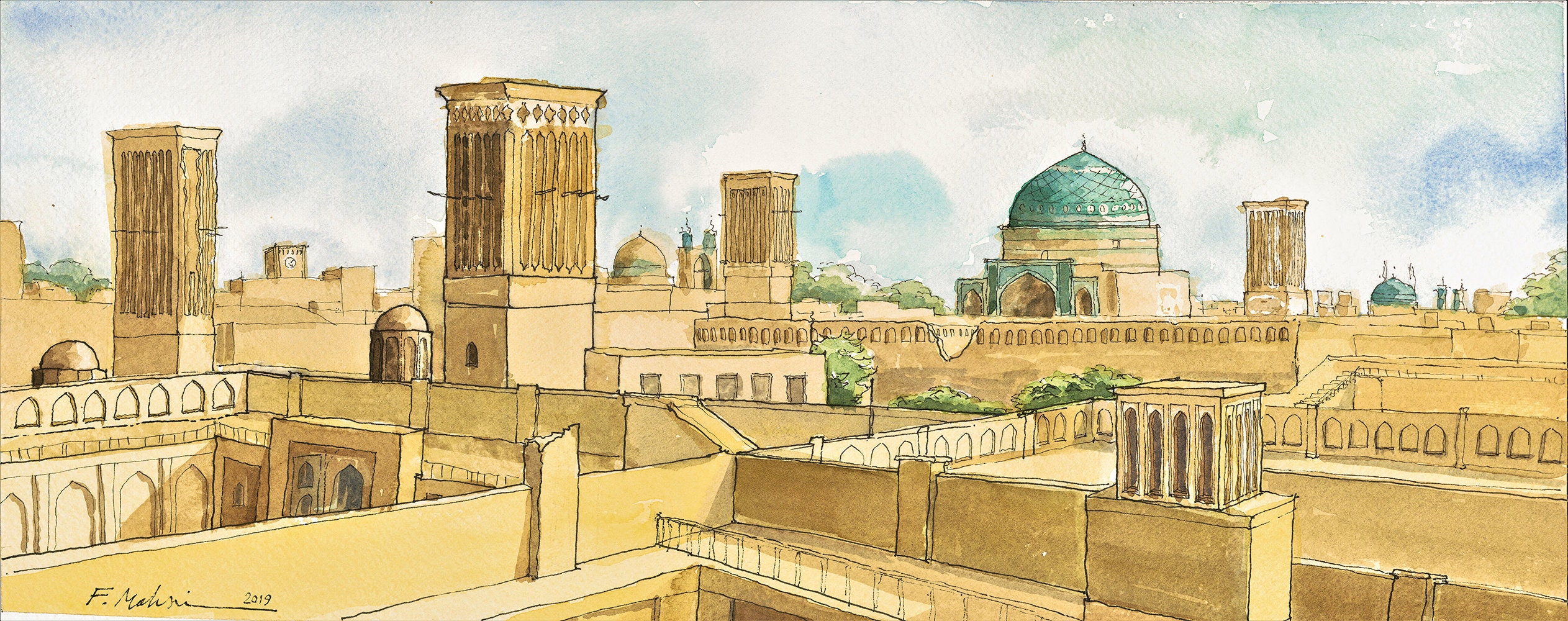 Original Painting not print of Urban Landscape of Yazd Etsy
