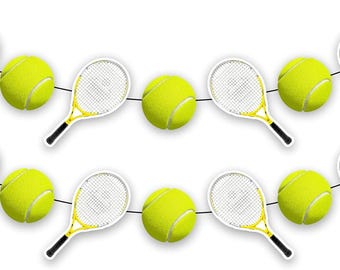 Tennis Garland Decoration – Sports Theme Birthday Party Supplies – Green Yellow Banner