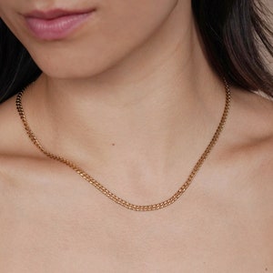 Gold Thick Curb Chain • Link 3 MM Necklace  • Minimalist Stackable Choker • Gift For Her